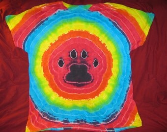 Paw Print Rainbow 2XL Tie Dye Tshirt