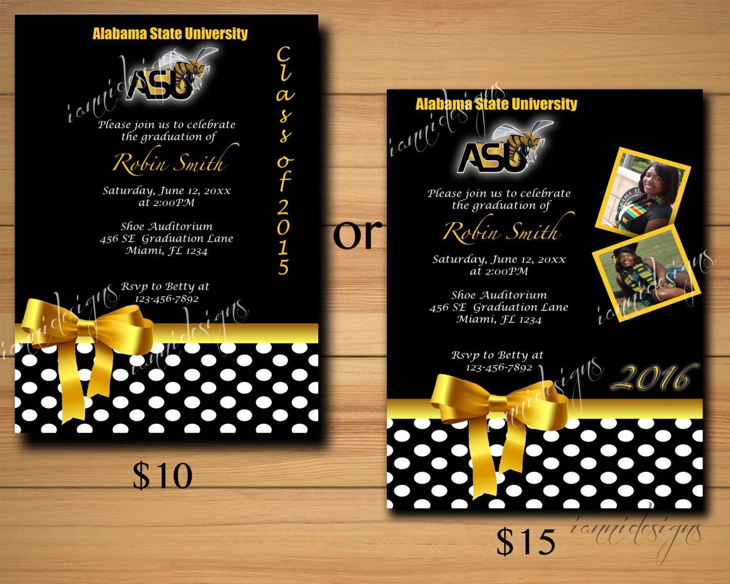 Alabama State University ASU Graduation Invitation Polka Dot