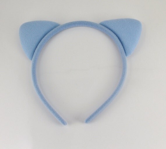 Blue Cat Kitten Ears Headband Faux Fur Furry Head Band Kawaii