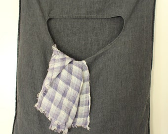 Laundry bag, linen laundry bag, hanging bag, big laundry bag, wall laundry bag,softened linen, charcoal color linen