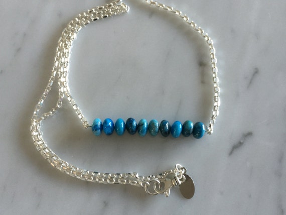 Blue Crazy Lace Agate Gemstone Bar Necklace