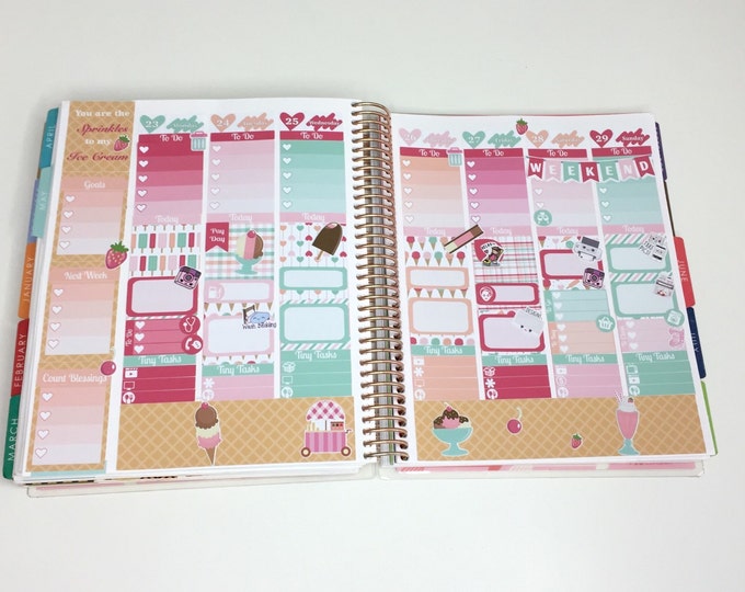 Ice Cream Planner Stickers Kit (7 pages) | for use with ERIN CONDREN Life Planner