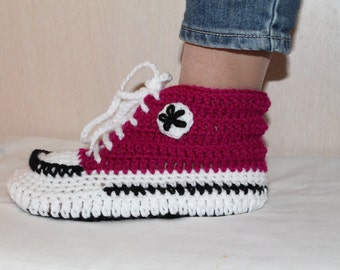 Crochet Pattern Converse Slippers, Crochet Pattern Slippers, Crochet Pattern Converse, Crochet Converse, Woman Converse Slippers
