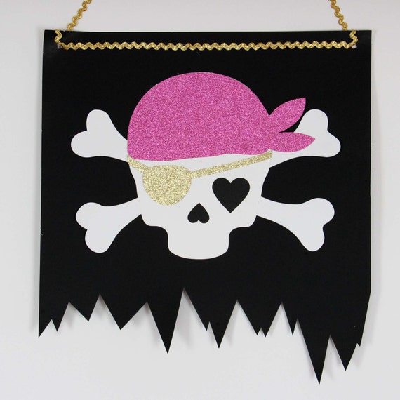 Pink Pirate flag pre-assembled pirate decoration skull