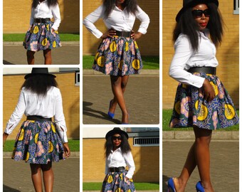 Towani Ankara Mini Skirt, African Print Skirt, Gathered Mini Skirt Ankara Skirt Size 6,8,10 and 12UK/2,4,6,8USA READY To Ship