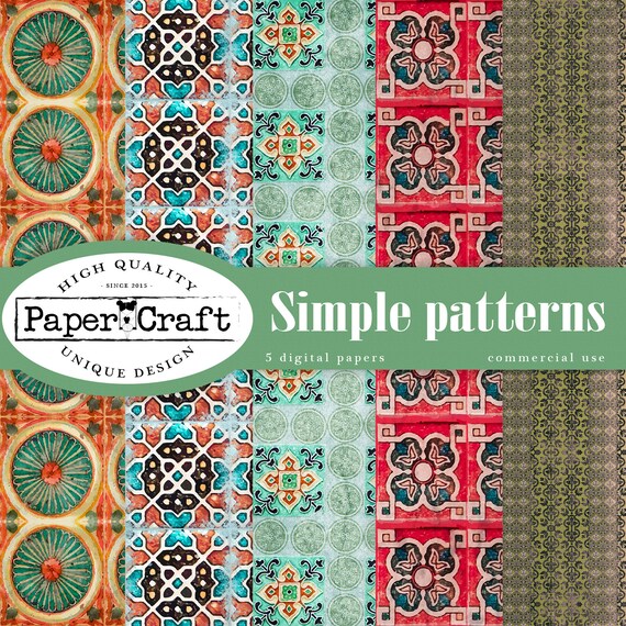 Simple patterns Indian digital paper Digital Scrapbook Paper