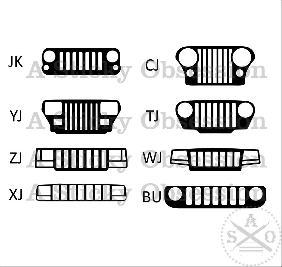 Jeep Wrangler Cherokee Renegade Grill Decals Sticker