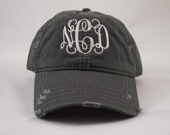 Distressed Hat, Monogram Hat, Distressed Monogram Hat, Personalized Hat, Custom Hat, Monogrammed Hat, Distressed Hat, Pigment Dyed