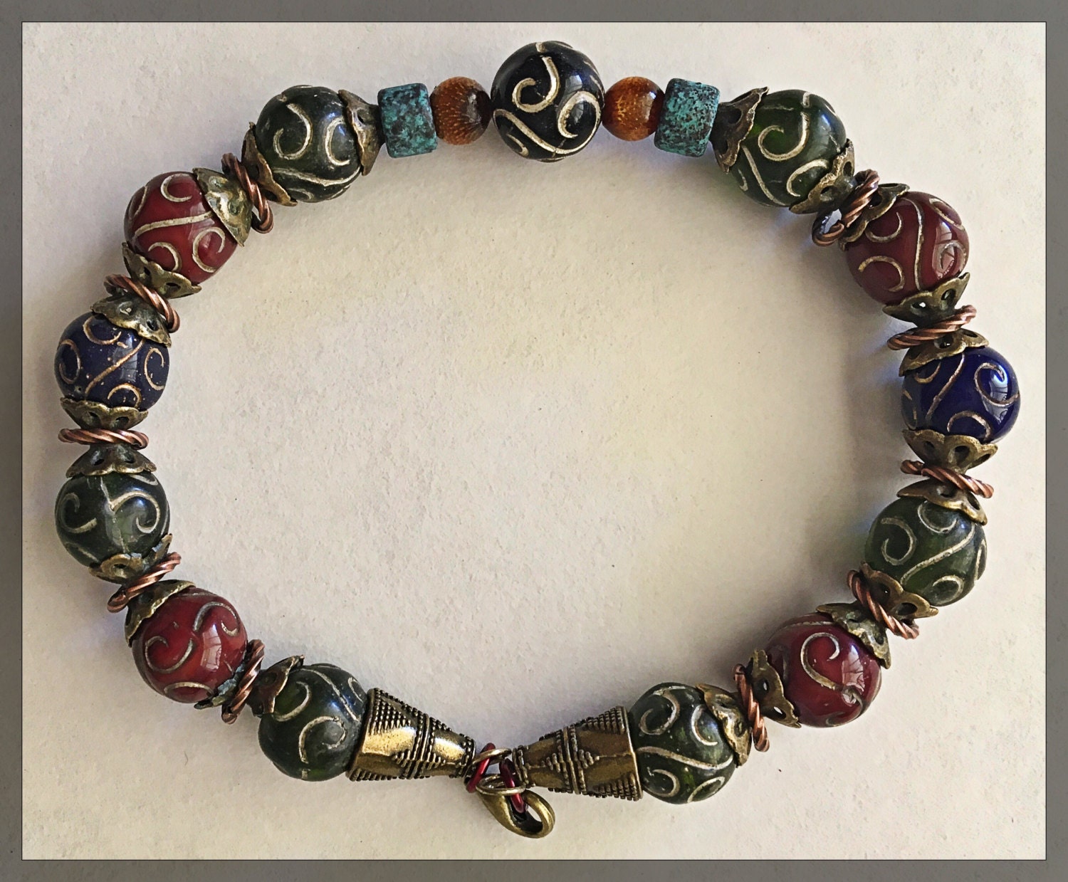 Bohemian Gypsy beaded bangle bracelet for by JustALittleKnotty