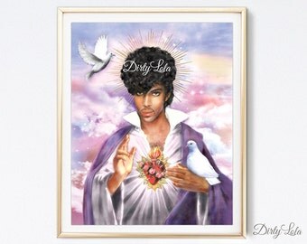 Saint Purple Dove - Parody Art Print - Jesus - Fan Art - Illustration - Portrait - Painting- Portrait - Dirty Lola - Kitsch