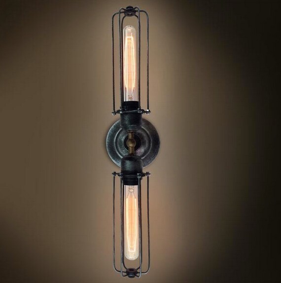 Vintage Double Head Wall Sconce Retro Wrought Iron by GoPioneers
