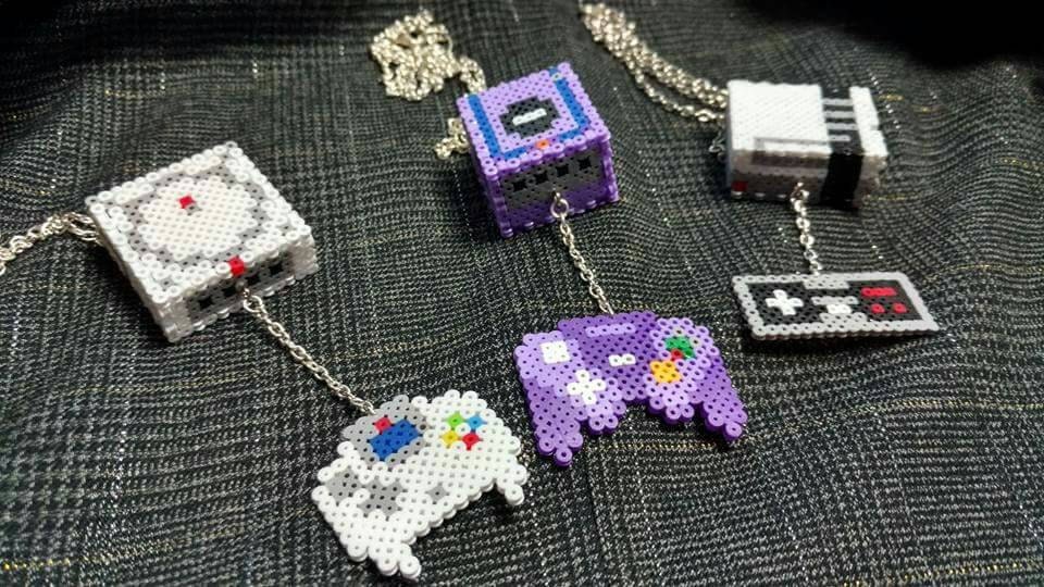 train hama bead mini video console game necklace mini perler bead 3d