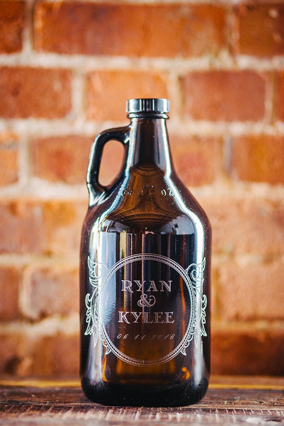 Custom engraved beer growler for a wedding or by SigilandGrowler
