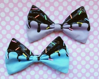 Pastel Goth Black Icing Bow with Rainbow Sprinkles