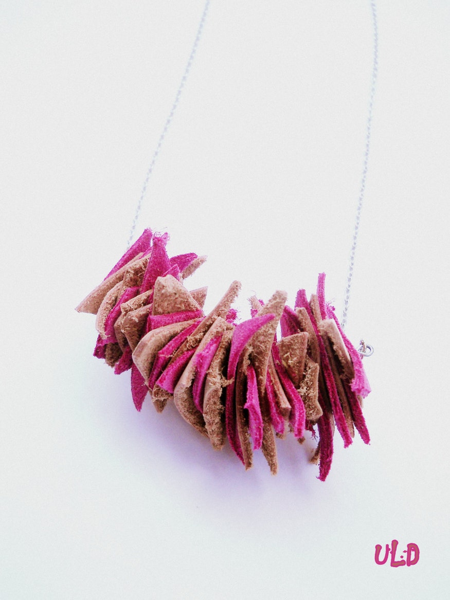 Pink Leather Necklace