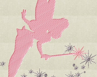 Fairy Silhouette Embroidery Design -Font not included- EMBROIDERY DESIGN FILE - Instant download - Dst Jef Pes VP3 Exp formats