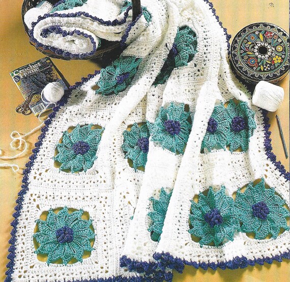 Crochet Floral Pinwheel Afghan /Blanket/Lap by PatternsforHome