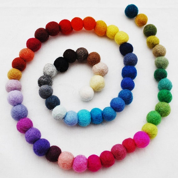 100 Wool Felt Beads Mix and Match 10 mm/1 cm Wool Felt Balls