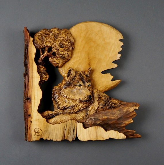 Wolf Carving Animal Wood Carving Wolf Wall Art Wall