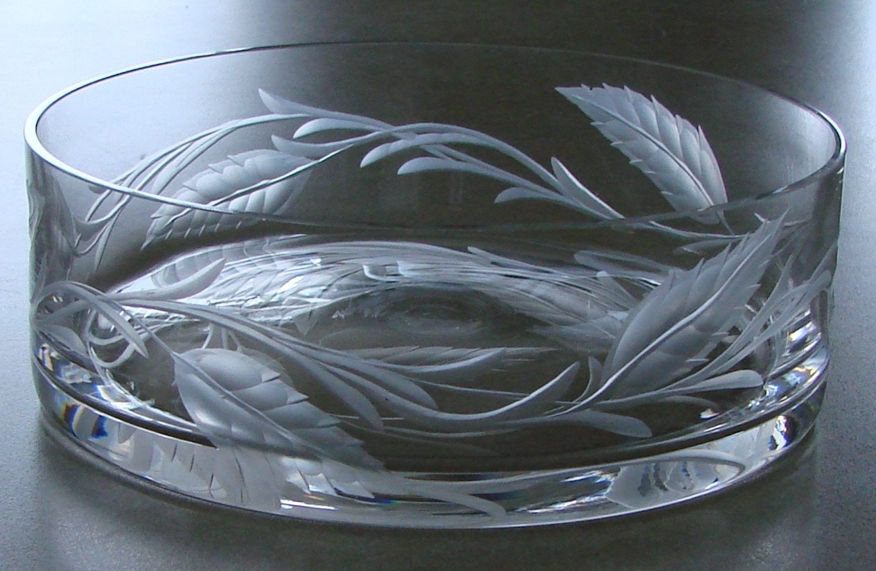 Crystal Bowl Glass bowl Engraved Bowl Glass Art Bowl Art
