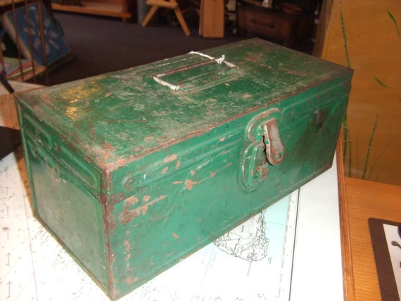 Vintage Green Metal Tackle Box