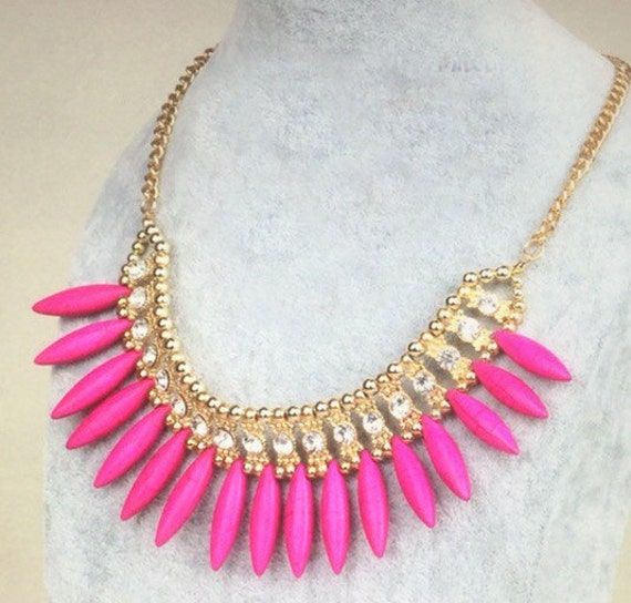 Free Shipping/Gold Crystal Pink Spike by BugigangasbyLeticia