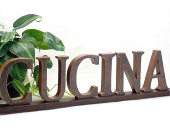 CUCINA Sign - KITCHEN Sign - Wooden Word Sign - Italian - Word Sign - Word Art Wood Sign - Kitchen Decor - Words - Wood Letters - Wood Sign