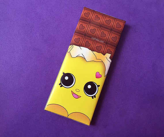 Cheeky Chocolate Wrappers YELLOW Shopkins Birthday Day Party