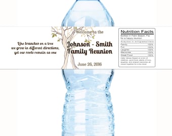 Family Reunion Water Bottle Labels, Family Reunion Favors,Reunion Favors, Family Tree, Reunion Decor, Reunion Party Favors, Reunion Favors
