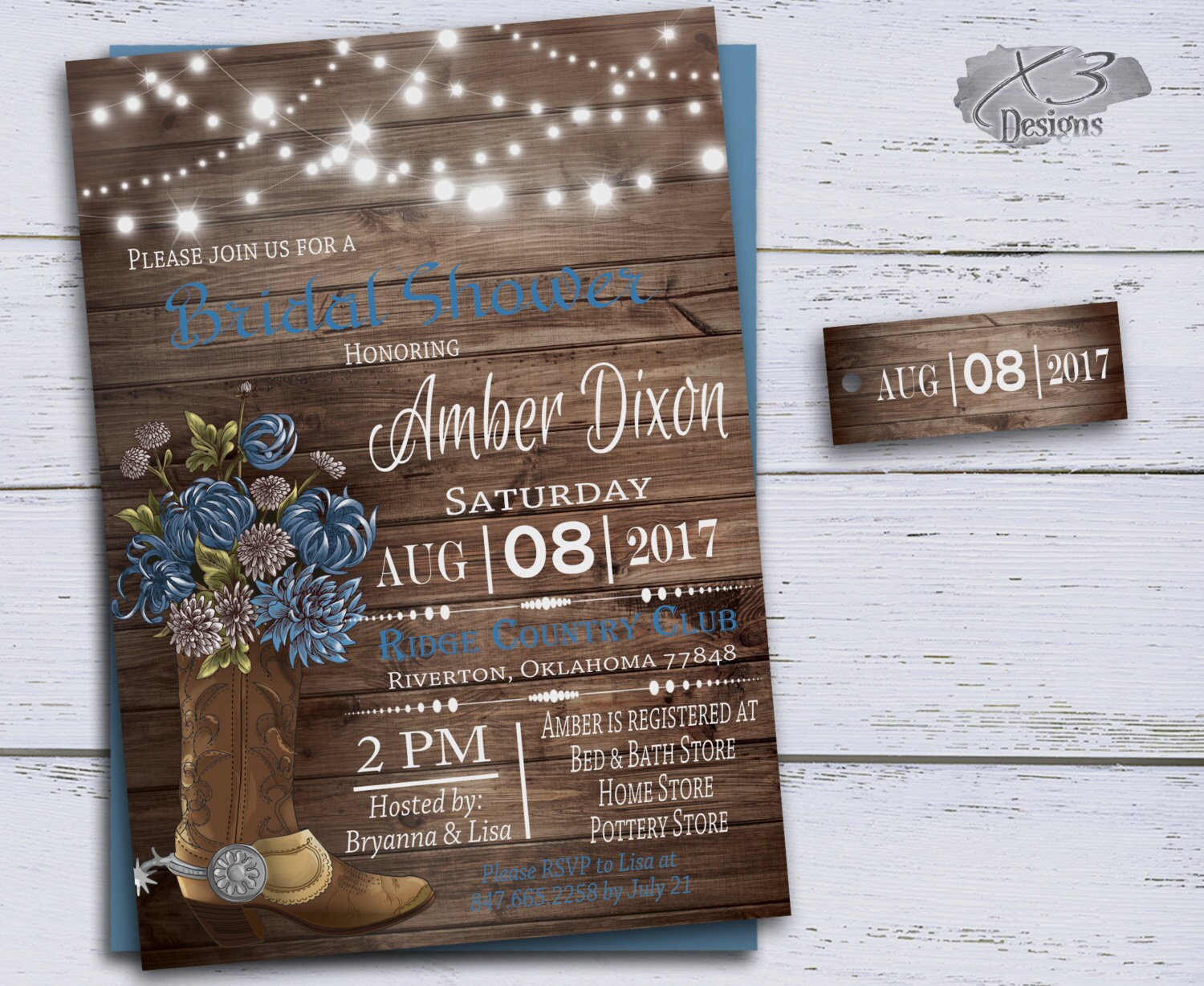 rustic wedding shower invitations