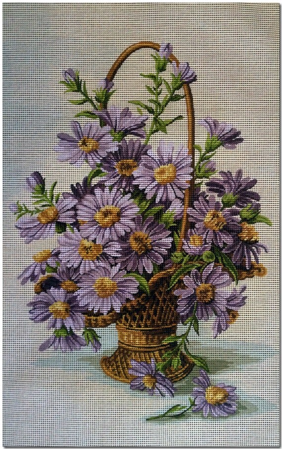 Gobelin Tapestry Needlepoint Kit Flowers printed