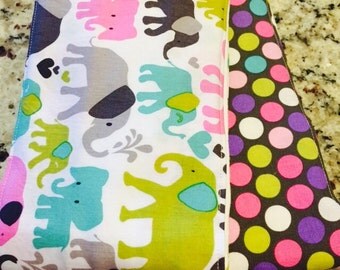 Elephants and Dots Cloth Diaper Burp Cloths