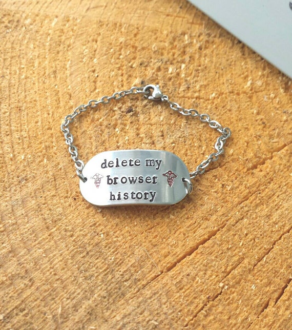 Hand Stamped Bracelet Funny Jewelry Delete My Browser