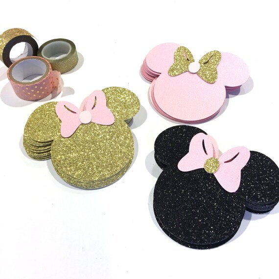 Pink and Gold Inspired Minnie Mouse Paper Cutouts