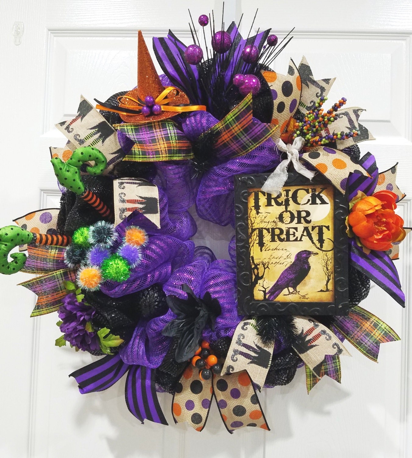 Deco Mesh Wreath Purple Wreath Halloween Mesh Wreath Spooky
