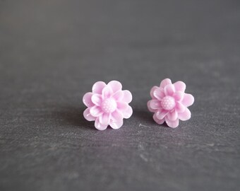 Pink Flower Stud Earrings Light Pink Stud Earrings Flower Earrings Pink Post Earrings Cabochon Earrings Children Earrings gift for her