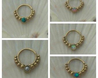 Septum Ring, Septum Jewelry, Septum Piercing, Septum, Septum clicker, Septum retainer, septum ring 16 gauge, Gold septum ring, Opal septum
