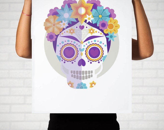 Mexican Sugar Skull Printable Poster / Sugar Skull Poster / Mexican Skull Wall Art / Printable Poster/ Skull Poster Art