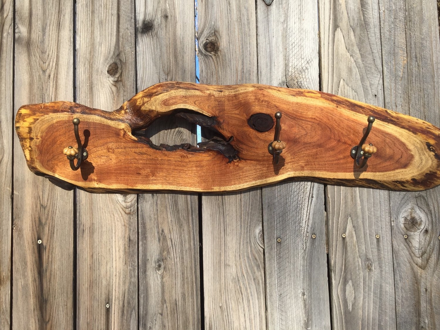 Live edge coat hanger Mesquite wood
