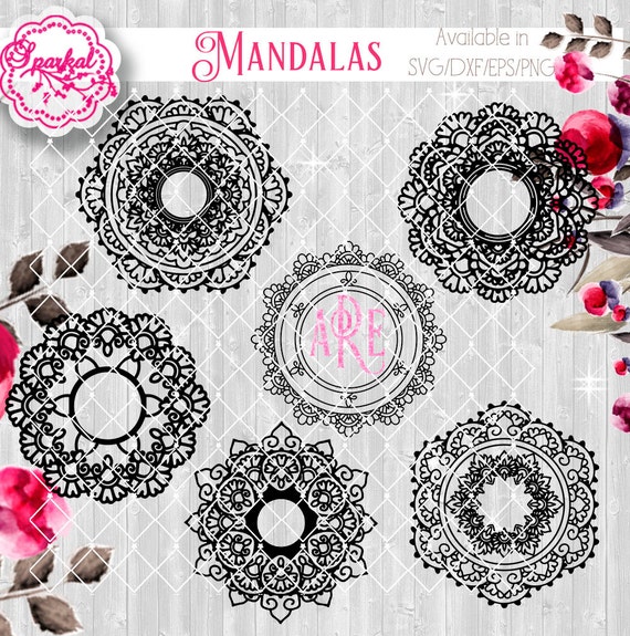 Download Mandala SVG Digital Stencil Set of 6 Monogram Circle Frames