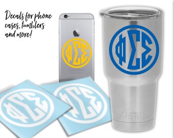 PhiSig Phi Sigma Sigma Circle Monogram Decal Laptop Sticker Car Decal Phone Case Tumbler Decal