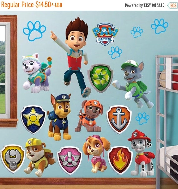 ON SALE Paw Patrol Wall Stickers Kids Decor Removable Decal