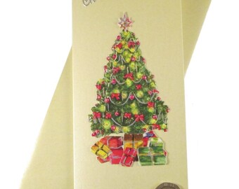 Traditional Christmas Tree Greeting Card - 'To All Of You' Design, 23cm X 15cm, Blank For Your Message