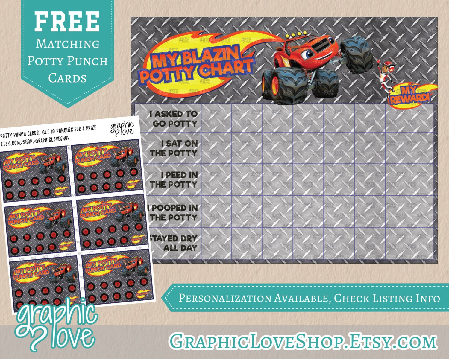 Printable Blaze Monster Machines Potty Training Chart FREE