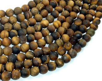 Matte Tiger Eye, 8mm Round Beads , 15 Inch, Full strand, Approx 48 beads, Hole 1mm (426054029)