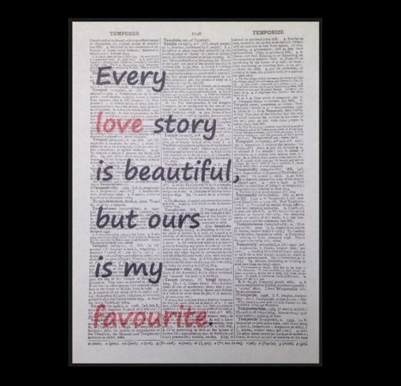 Love Story lyrics print Original Dictionary Book Page Wall Art