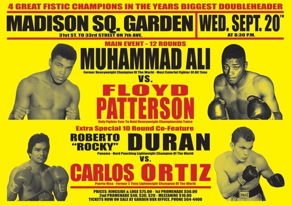 Muhammad Ali vs Floyd Patterson 1972 Mounted Mini Retro