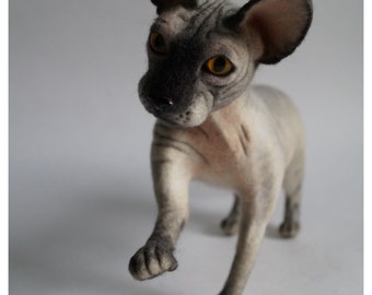 Sphynx/ Needle felted animal /Cat/Realistic cat /Custom pet portrait / Personalized Pets / Wool sculpture / Memorial