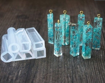 rubber silicone mold for resin cube pendants making, triangle, long cube pendant making, resion pendant making, resin mold, silicon mold