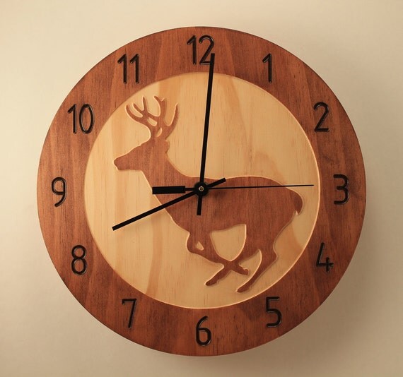 Pine Deer clock Wood clock Wall clock Nature clock Wooden wall